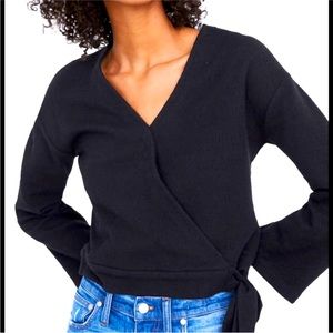 Madewell ✨ Texture and Thread Black Crepe Wrap Top ✨ Size Large